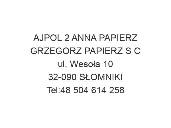 AJPOL 2 ANNA PAPIERZ GRZEGORZ PAPIERZ S C ul. Wesoła 10 