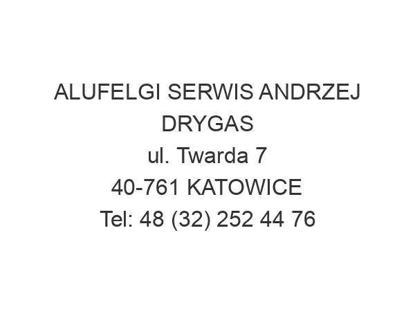 ALUFELGI SERWIS ANDRZEJ DRYGAS ul. Twarda 7 