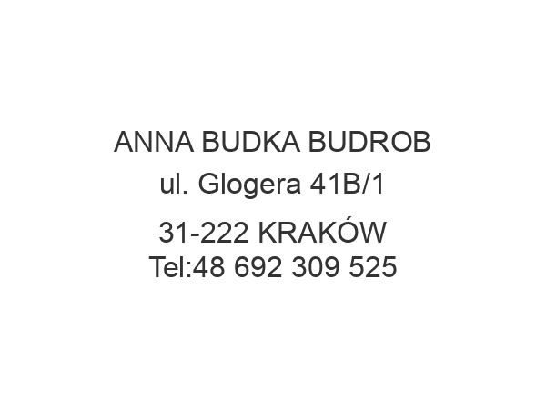 ANNA BUDKA BUDROB ul. Glogera 41B/1 