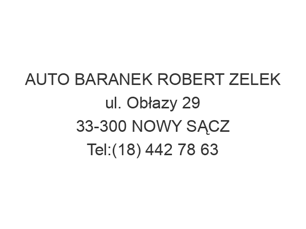 AUTO BARANEK ROBERT ZELEK ul. Obłazy 29 