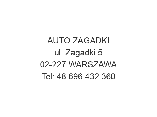 AUTO ZAGADKI ul. Zagadki 5 