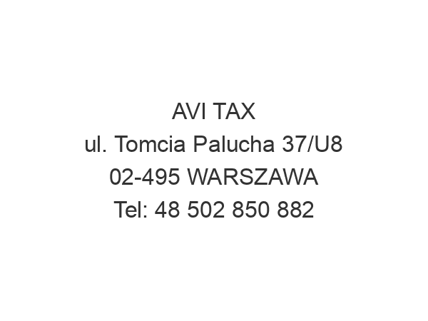 AVI TAX ul. Tomcia Palucha 37/U8 