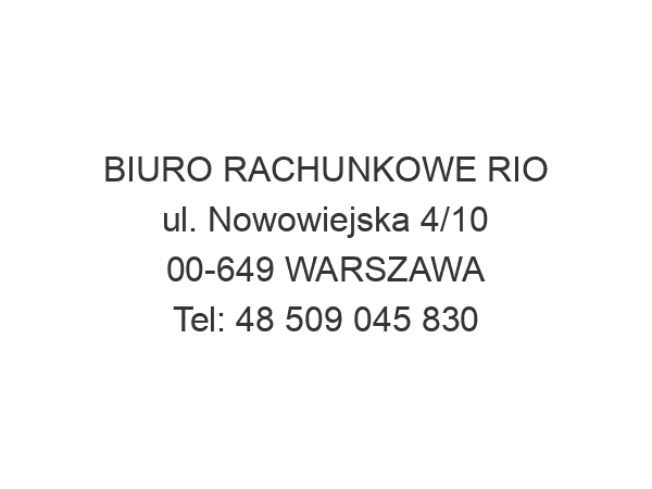 BIURO RACHUNKOWE RIO ul. Nowowiejska 4/10 