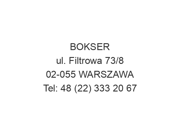 BOKSER ul. Filtrowa 73/8 