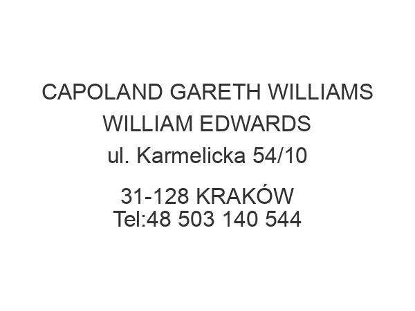 CAPOLAND GARETH WILLIAMS WILLIAM EDWARDS ul. Karmelicka 54/10 