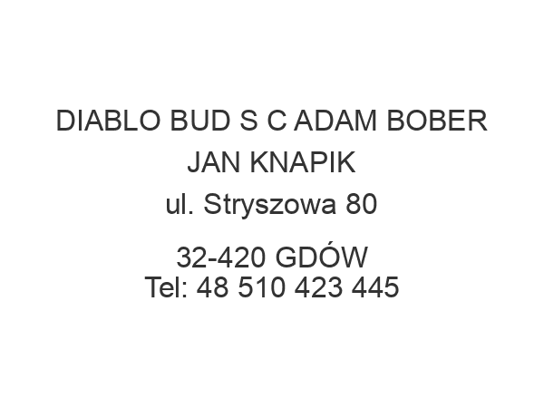 DIABLO BUD S C ADAM BOBER JAN KNAPIK ul. Stryszowa 80 