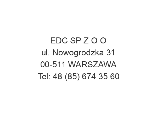 EDC SP Z O O ul. Nowogrodzka 31 