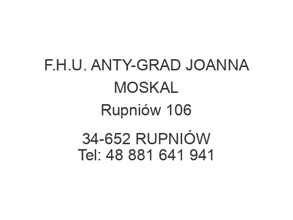 F.H.U. ANTY-GRAD JOANNA MOSKAL Rupniów 106 