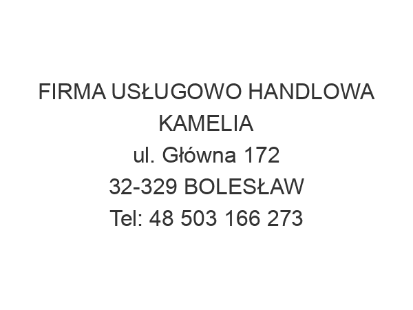 FIRMA USŁUGOWO HANDLOWA KAMELIA ul. Główna 172 