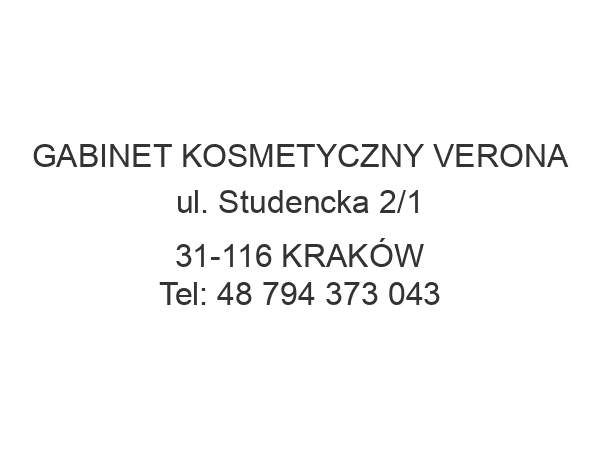 GABINET KOSMETYCZNY VERONA ul. Studencka 2/1 