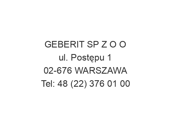 GEBERIT SP Z O O ul. Postępu 1 