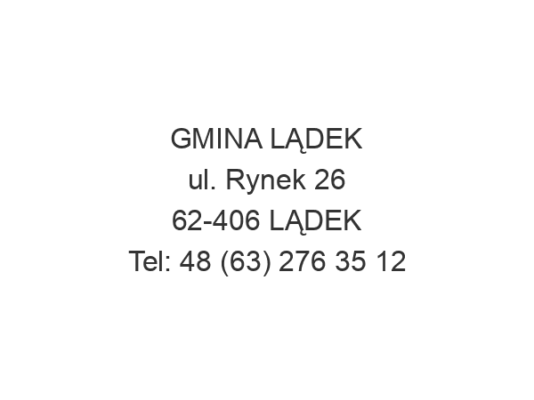 GMINA LĄDEK ul. Rynek 26 