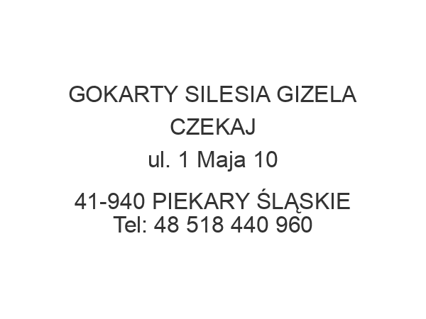 GOKARTY SILESIA GIZELA CZEKAJ ul. 1 Maja 10 