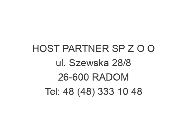 HOST PARTNER SP Z O O ul. Szewska 28/8 