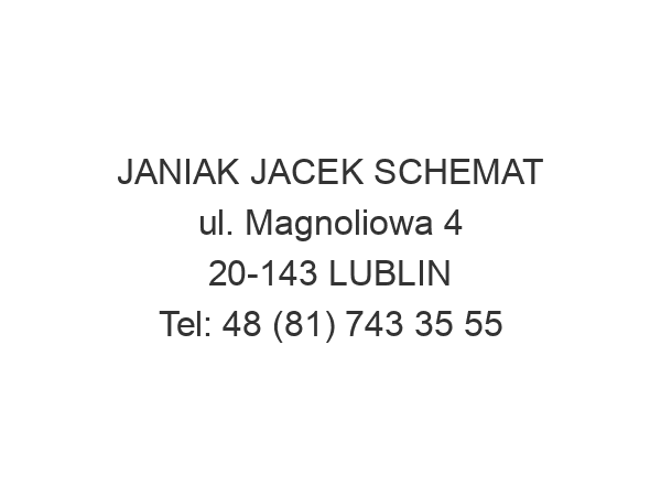 JANIAK JACEK SCHEMAT ul. Magnoliowa 4 