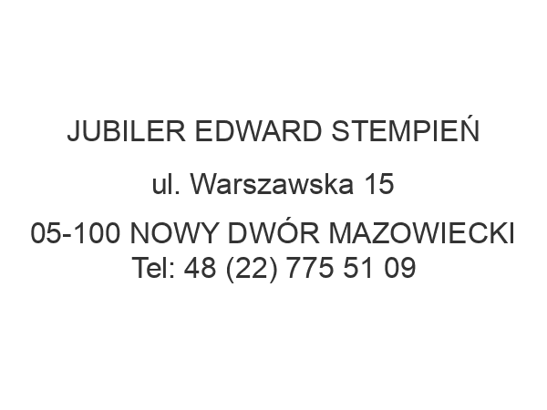 JUBILER EDWARD STEMPIEŃ ul. Warszawska 15 