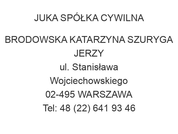 JUKA SPÓŁKA CYWILNA BRODOWSKA KATARZYNA SZURYGA JERZY ul. Stanisława Wojciechowskiego 