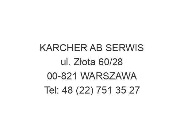 KARCHER AB SERWIS ul. Złota 60/28 