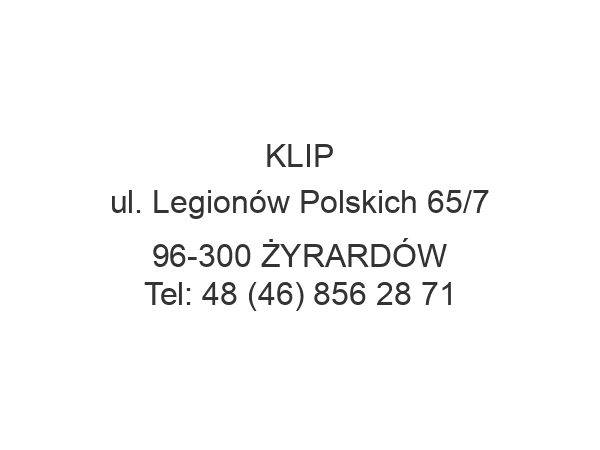 KLIP ul. Legionów Polskich 65/7 