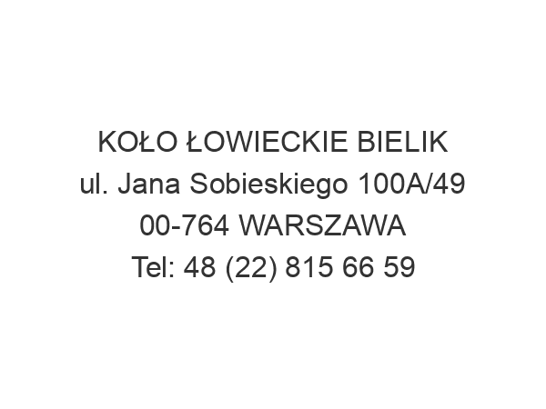 KOŁO ŁOWIECKIE BIELIK ul. Jana Sobieskiego 100A/49 