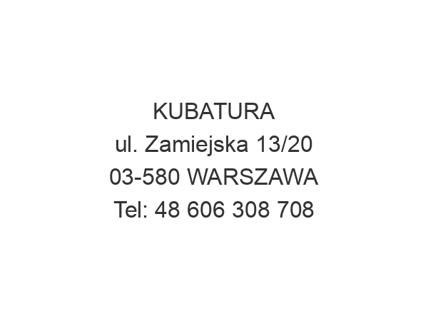 KUBATURA ul. Zamiejska 13/20 