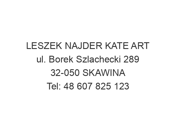 LESZEK NAJDER KATE ART ul. Borek Szlachecki 289 