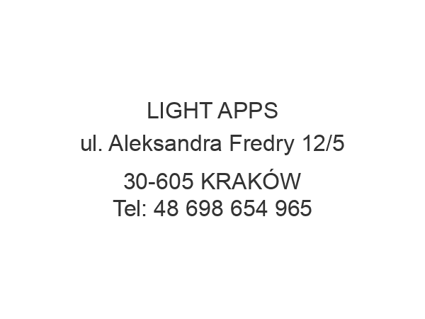 LIGHT APPS ul. Aleksandra Fredry 12/5 