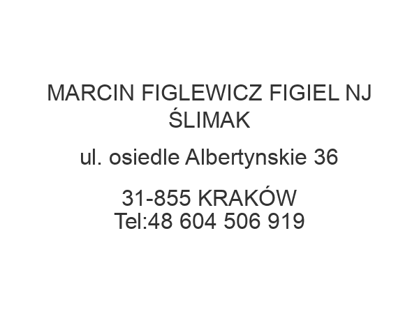 MARCIN FIGLEWICZ FIGIEL NJ ŚLIMAK ul. osiedle Albertynskie 36 