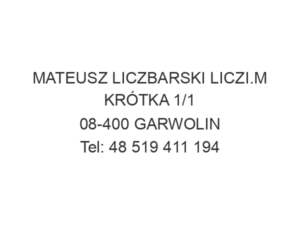 MATEUSZ LICZBARSKI LICZI.M KRÓTKA 1/1 