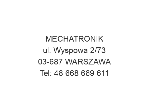 MECHATRONIK ul. Wyspowa 2/73 