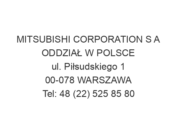 MITSUBISHI CORPORATION S A ODDZIAŁ W POLSCE ul. Piłsudskiego 1 