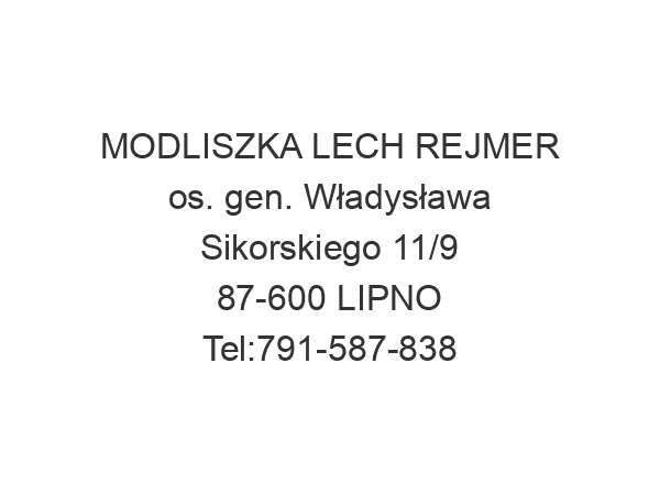 MODLISZKA LECH REJMER os. gen. Władysława Sikorskiego 11/9 