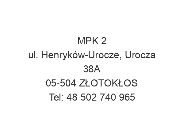 MPK 2 ul. Henryków-Urocze, Urocza 38A 