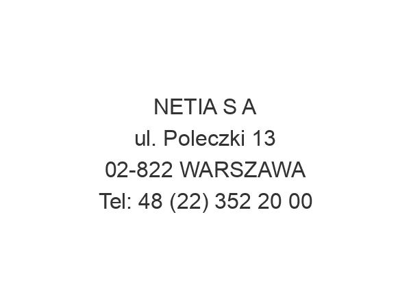 NETIA S A ul. Poleczki 13 