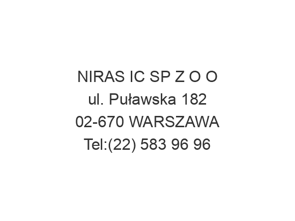 NIRAS IC SP Z O O ul. Puławska 182 