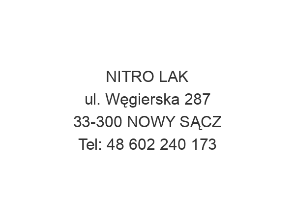 NITRO LAK ul. Węgierska 287 