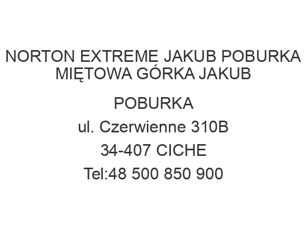 NORTON EXTREME JAKUB POBURKA MIĘTOWA GÓRKA JAKUB POBURKA ul. Czerwienne 310B 