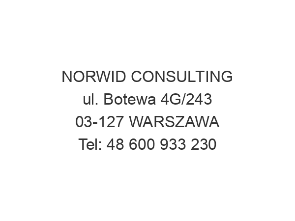 NORWID CONSULTING ul. Botewa 4G/243 