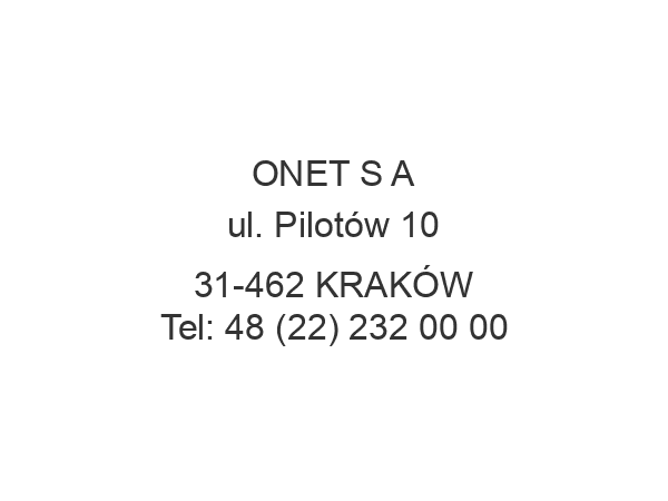 ONET S A ul. Pilotów 10 