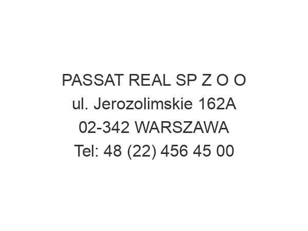 PASSAT REAL SP Z O O ul. Jerozolimskie 162A 