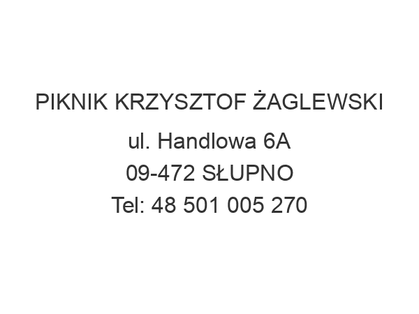 PIKNIK KRZYSZTOF ŻAGLEWSKI ul. Handlowa 6A 