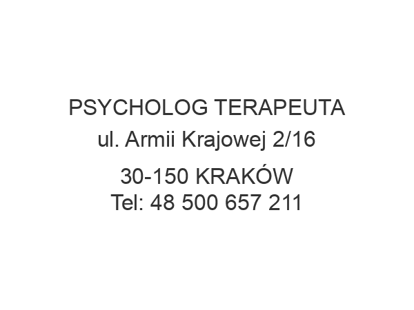 PSYCHOLOG TERAPEUTA ul. Armii Krajowej 2/16 