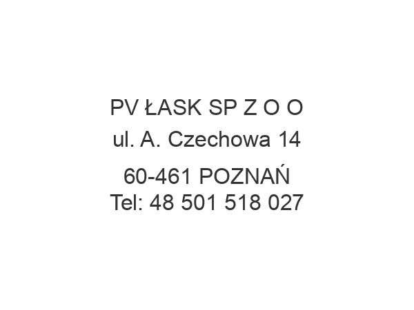 PV ŁASK SP Z O O ul. A. Czechowa 14 