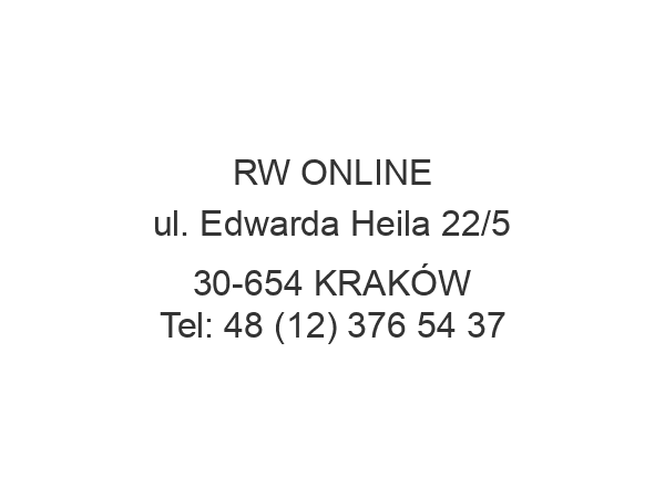 RW ONLINE ul. Edwarda Heila 22/5 