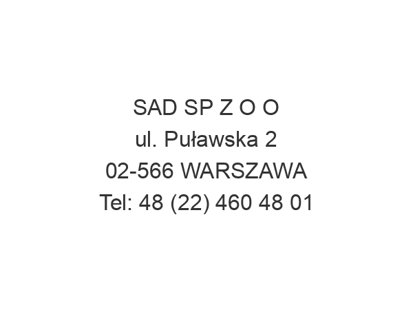 SAD SP Z O O ul. Puławska 2 