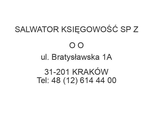 SALWATOR KSIĘGOWOŚĆ SP Z O O ul. Bratysławska 1A 