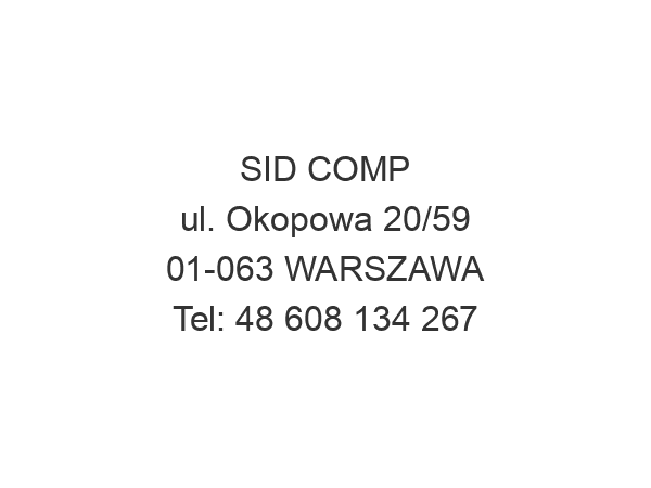 SID COMP ul. Okopowa 20/59 