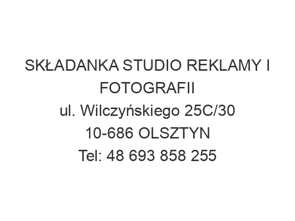 SKŁADANKA STUDIO REKLAMY I FOTOGRAFII ul. Wilczyńskiego 25C/30 