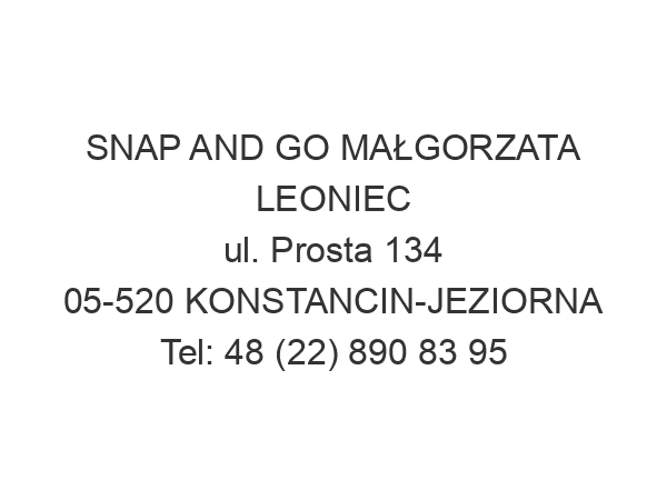 SNAP AND GO MAŁGORZATA LEONIEC ul. Prosta 134 