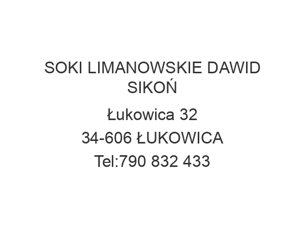 SOKI LIMANOWSKIE DAWID SIKOŃ Łukowica 32 